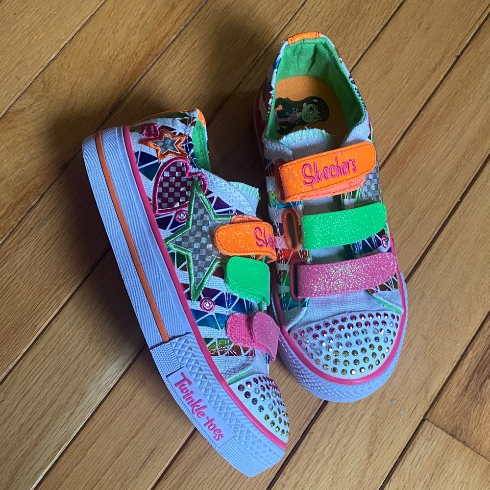 Skechers Twinkle Toes Kids Sneakers - Pink and Green